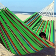 Mexico Green striped hammock with strong stitches.