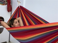 Strong hammock 1 person. Nice colorful look. Ok for children's play