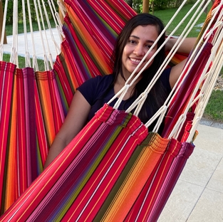 The Guatemala Vino Hammock Chair in Unique Golden Fabric