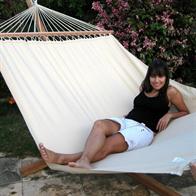 Exclusive beige hammock in PRO outdoor material with 160 cm wide wooden bars